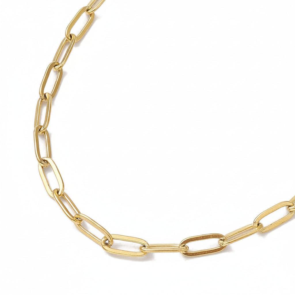 Complete Ketting Paperclip 10x4mm Premium RVS Goud - 50.5cm-Ketting-Kraaltjes van Renate