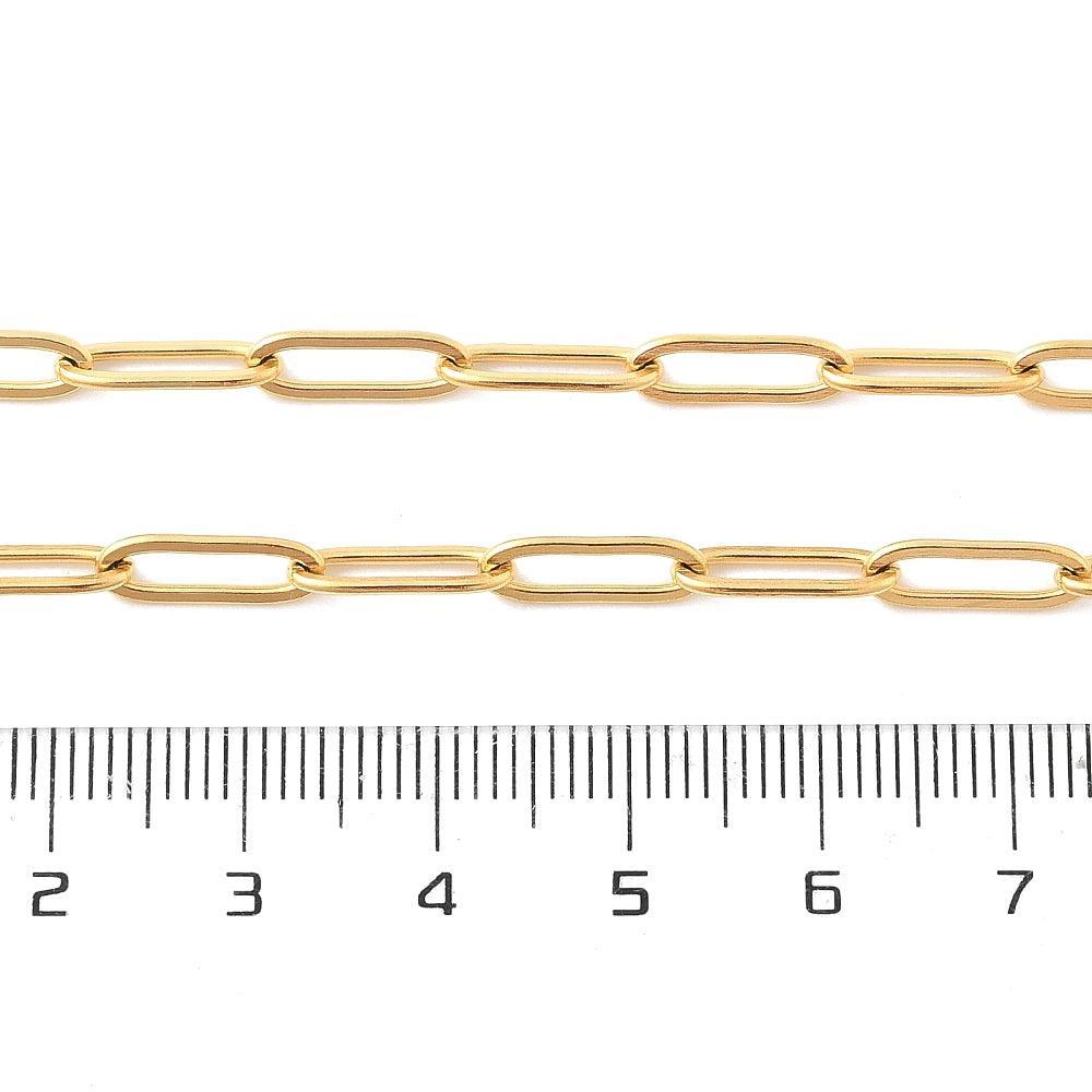 Complete Ketting Paperclip 12x4mm Premium RVS Goud - 41.5cm-Ketting-Kraaltjes van Renate