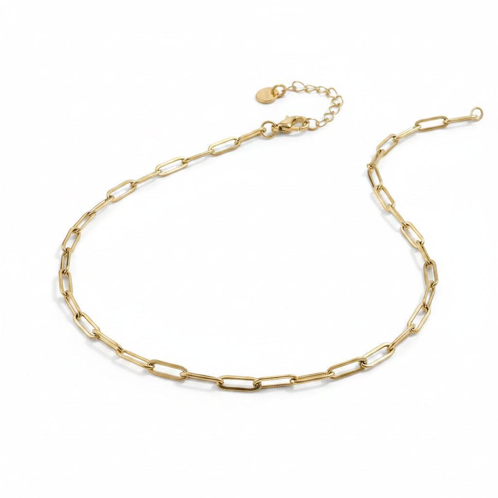 Complete Ketting Paperclip 12x4mm Premium RVS Goud - 41.5cm-Ketting-Kraaltjes van Renate