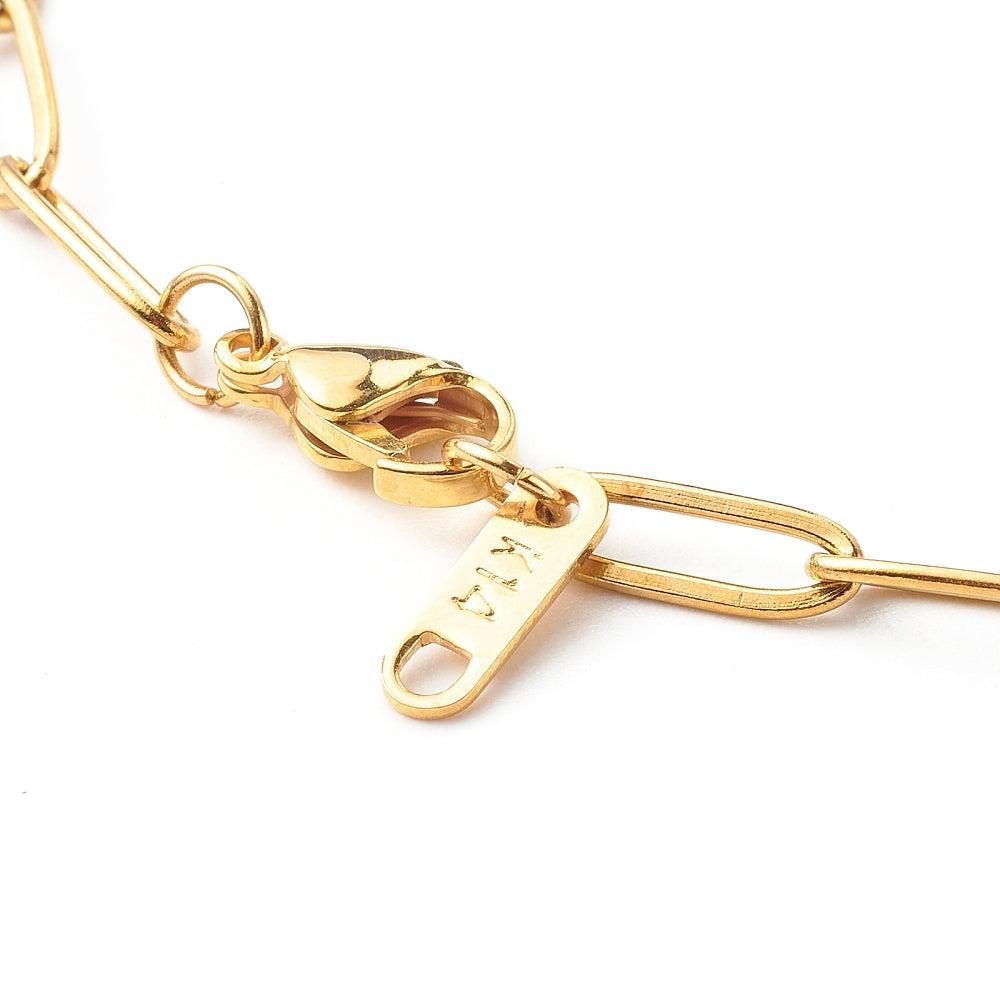 Complete Ketting Paperclip 12x4mm Premium RVS Goud - 49.5cm-Ketting-Kraaltjes van Renate