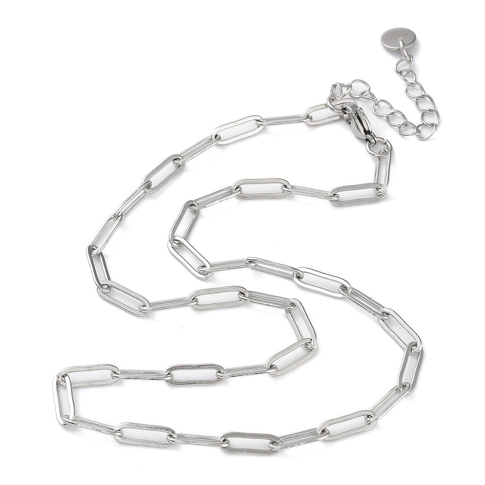 Complete Ketting Paperclip 12x4mm RVS Zilver - 41.5cm-Ketting-Kraaltjes van Renate