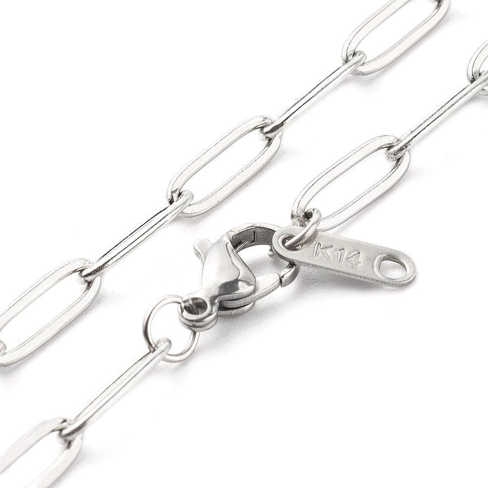 Complete Ketting Paperclip 12x4mm RVS Zilver - 49.5cm-Ketting-Kraaltjes van Renate