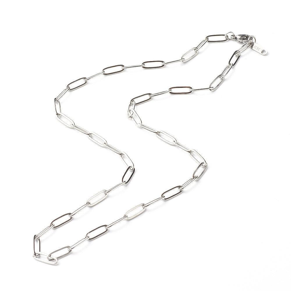 Complete Ketting Paperclip 12x4mm RVS Zilver - 49.5cm-Ketting-Kraaltjes van Renate