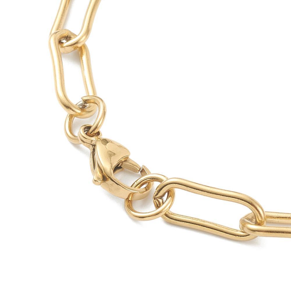 Complete Ketting Paperclip 17x7mm Premium RVS Goud - 45.2cm-Ketting-Kraaltjes van Renate