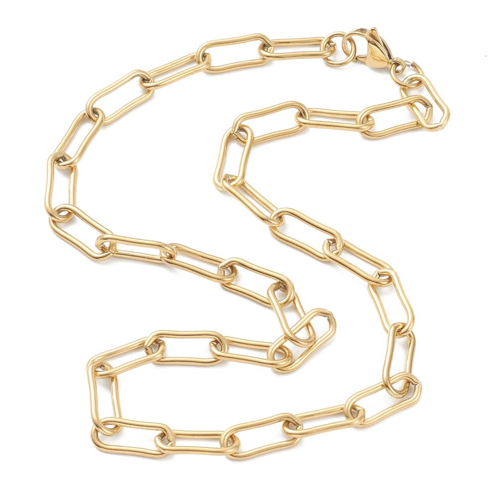 Complete Ketting Paperclip 17x7mm Premium RVS Goud - 45.2cm-Ketting-Kraaltjes van Renate