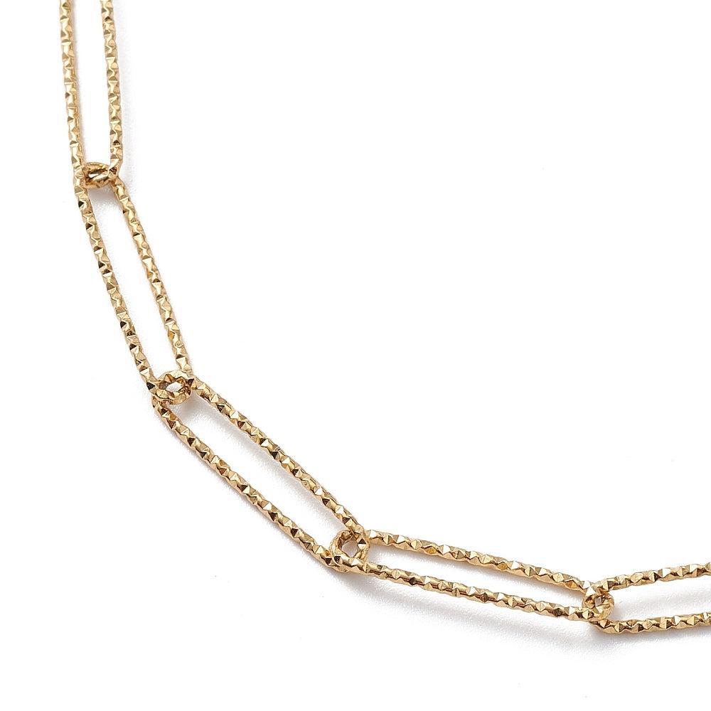 Complete Ketting Paperclip 20x4mm Premium RVS Goud - 45.4cm-Ketting-Kraaltjes van Renate