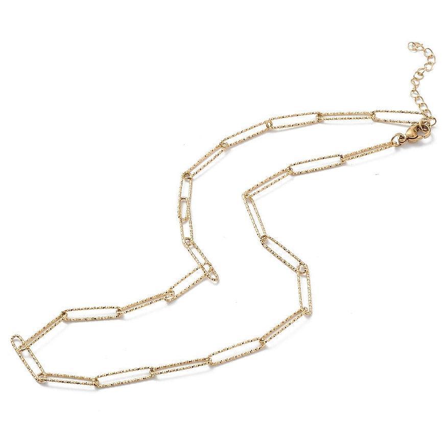 Complete Ketting Paperclip 20x4mm Premium RVS Goud - 45.4cm-Ketting-Kraaltjes van Renate
