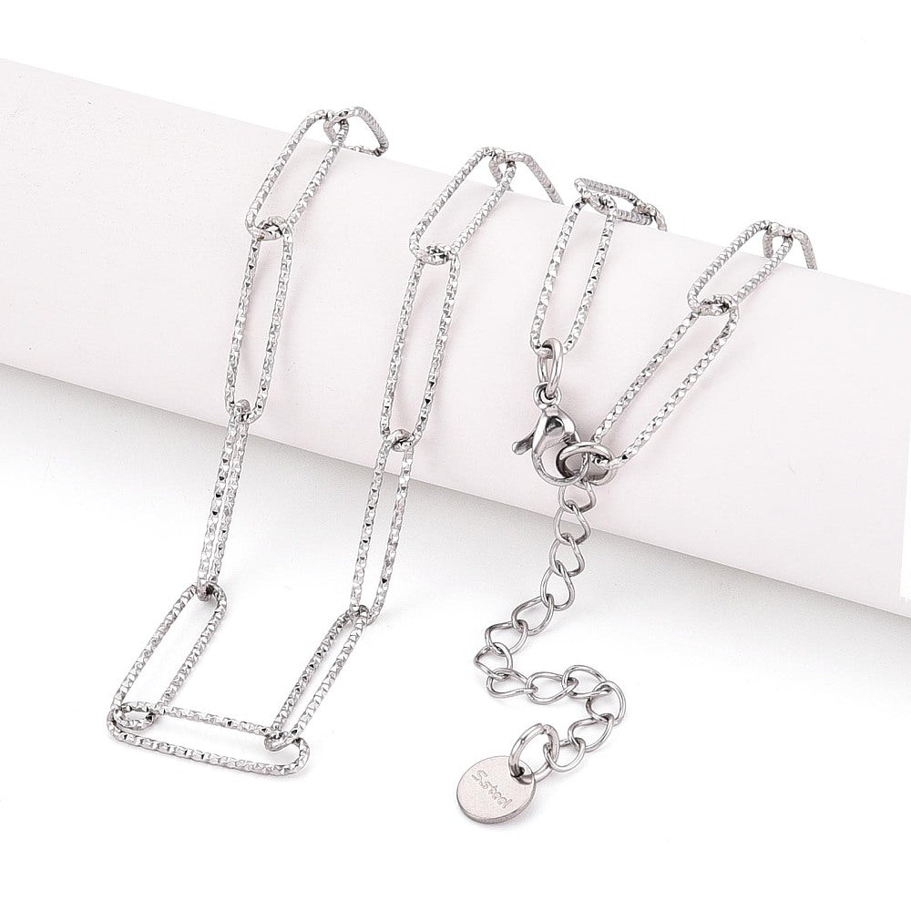 Complete Ketting Paperclip 20x5mm RVS Zilver - 40cm-Ketting-Kraaltjes van Renate