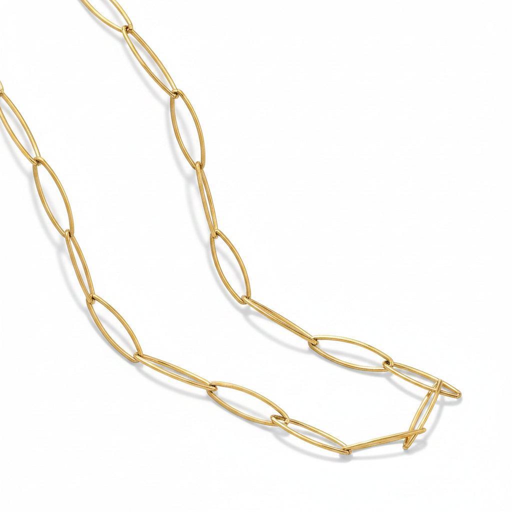 Complete Ketting Paperclip 20x6mm Premium RVS Goud - 52.4cm-Ketting-Kraaltjes van Renate