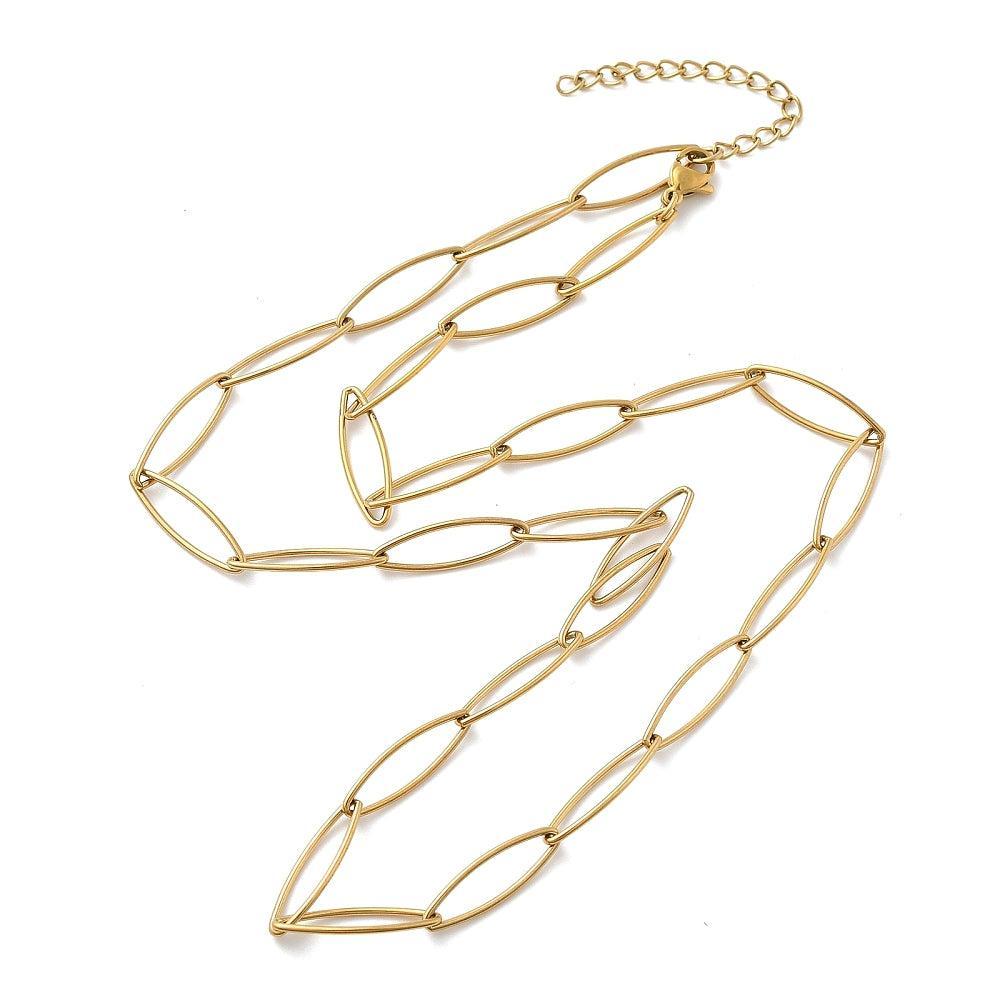 Complete Ketting Paperclip 20x6mm Premium RVS Goud - 52.4cm-Ketting-Kraaltjes van Renate