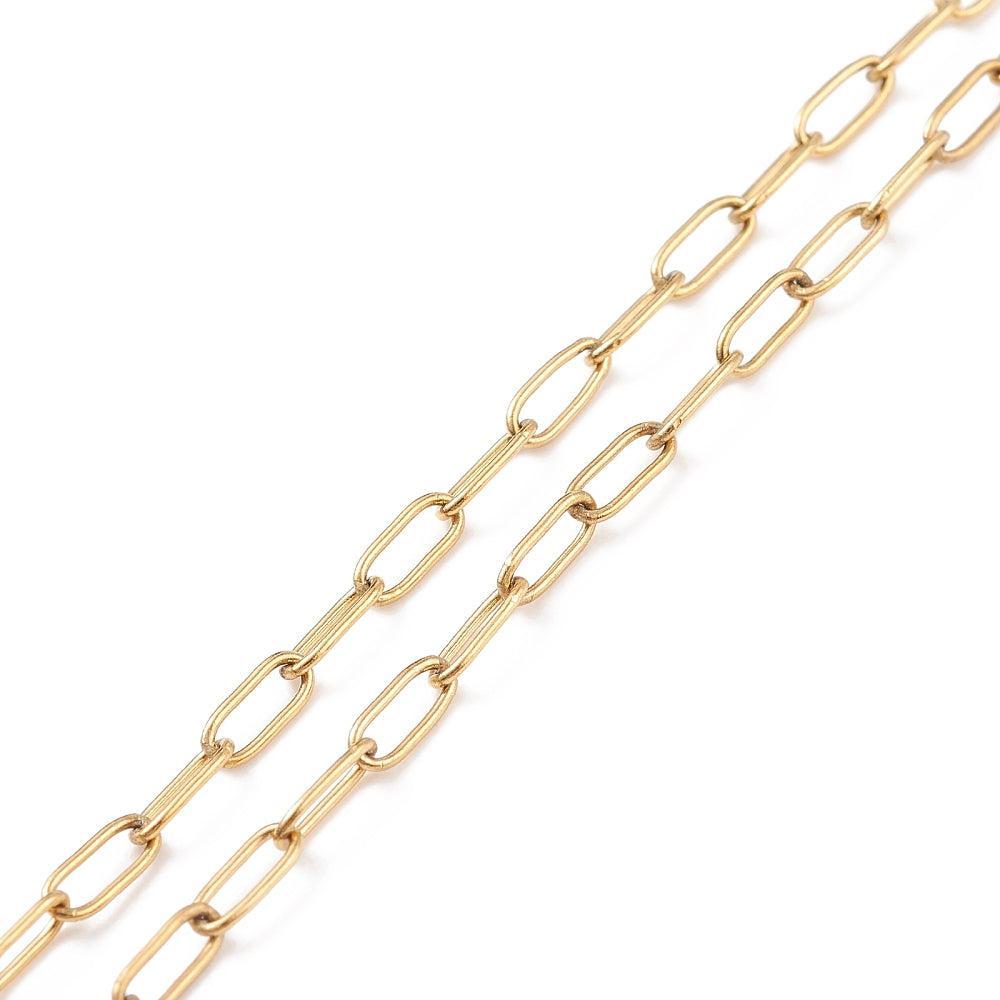 Complete Ketting Paperclip 2mm Premium RVS Goud - 44.3cm-Ketting-Kraaltjes van Renate