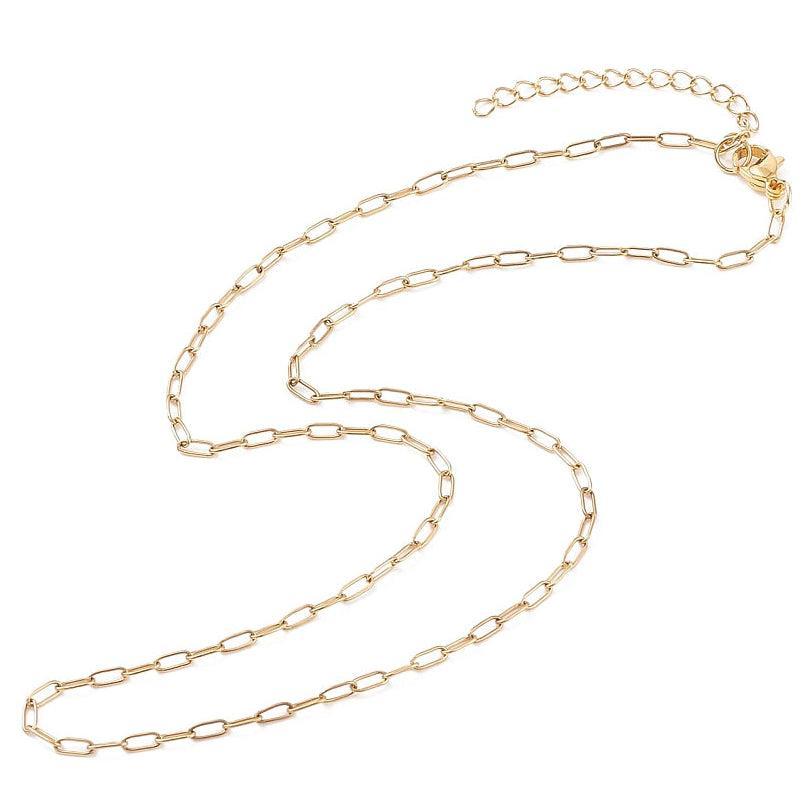 Complete Ketting Paperclip 2mm Premium RVS Goud - 44.3cm-Ketting-Kraaltjes van Renate