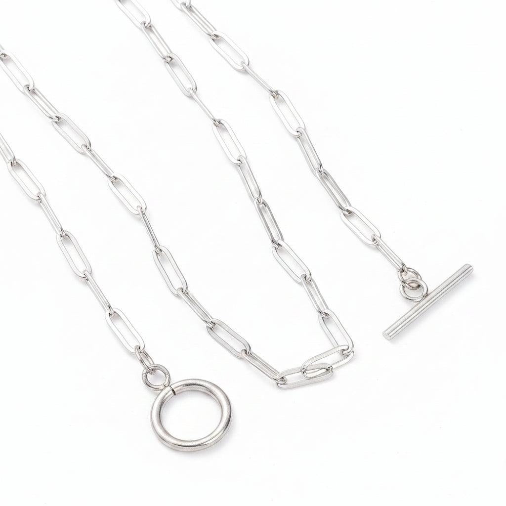 Complete Ketting Paperclip Kapittel 10x3.5mm RVS Zilver - 45cm-Ketting-Kraaltjes van Renate