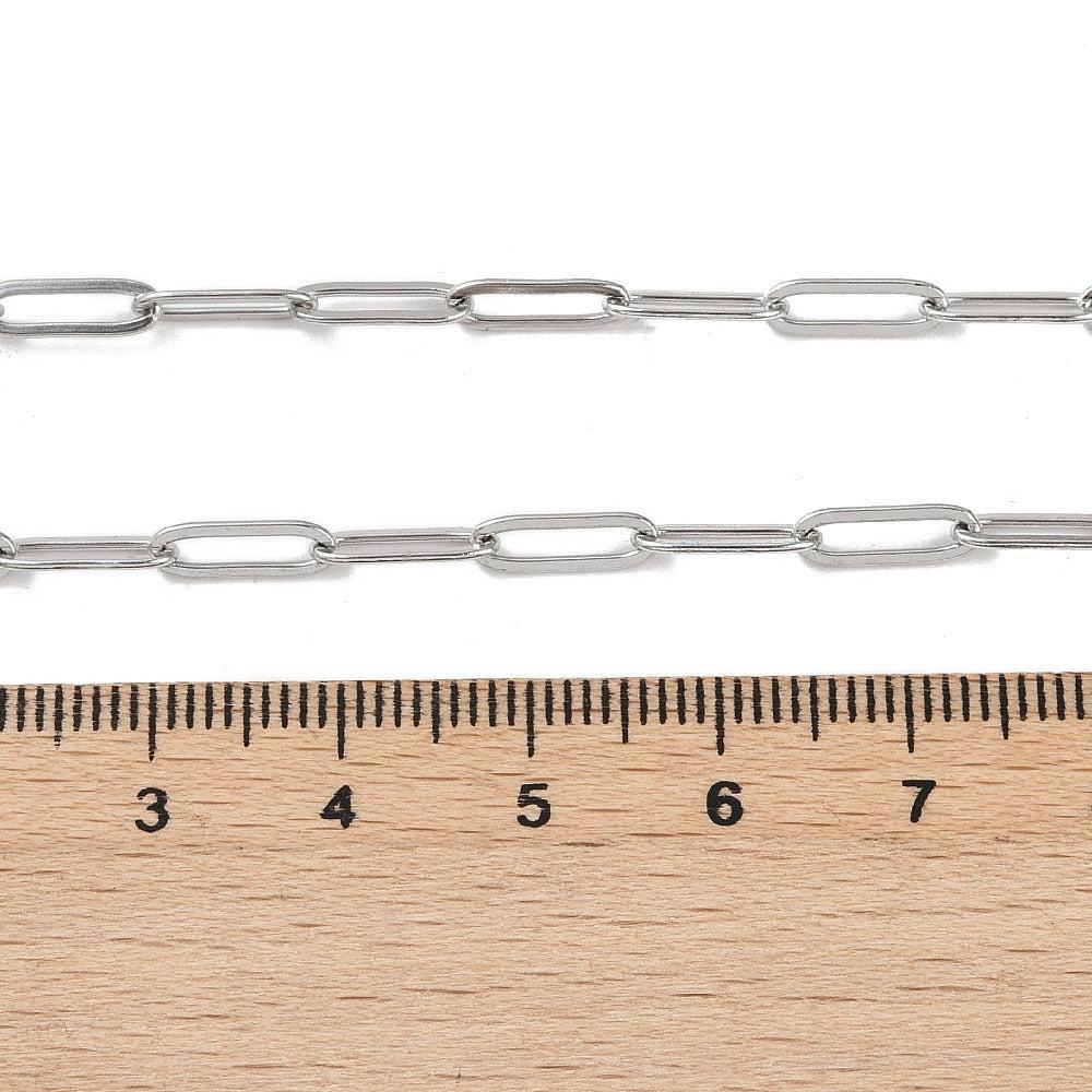 Complete Ketting Paperclip Kapittel 10x3.5mm RVS Zilver - 45cm-Ketting-Kraaltjes van Renate
