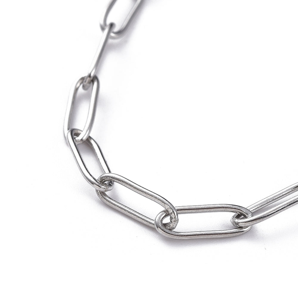 Complete Ketting Paperclip Kapittel 11x4mm RVS Zilver - 41cm-Ketting-Kraaltjes van Renate