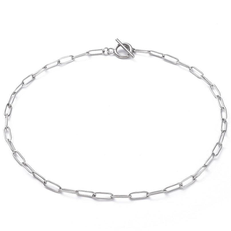 Complete Ketting Paperclip Kapittel 11x4mm RVS Zilver - 41cm-Ketting-Kraaltjes van Renate