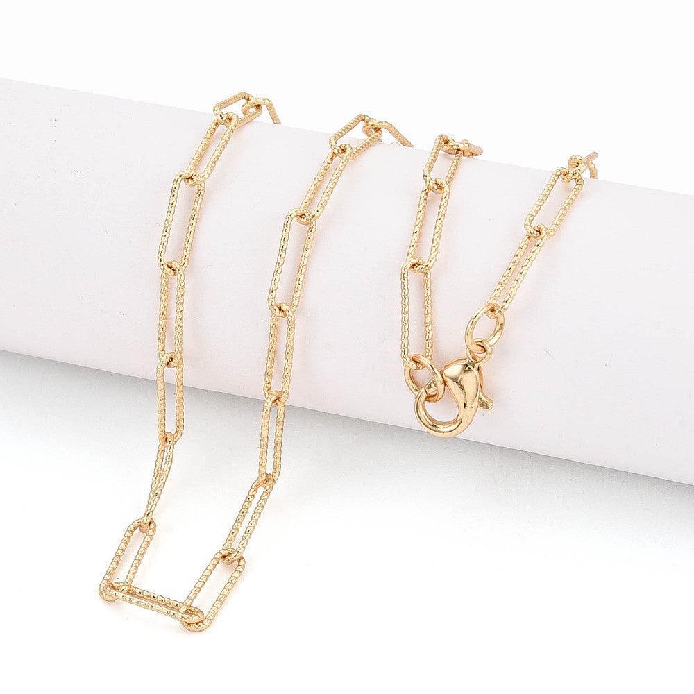 Complete Ketting Paperclip Patroon 11.5x3.5mm Brass Goud - 46cm-Ketting-Kraaltjes van Renate
