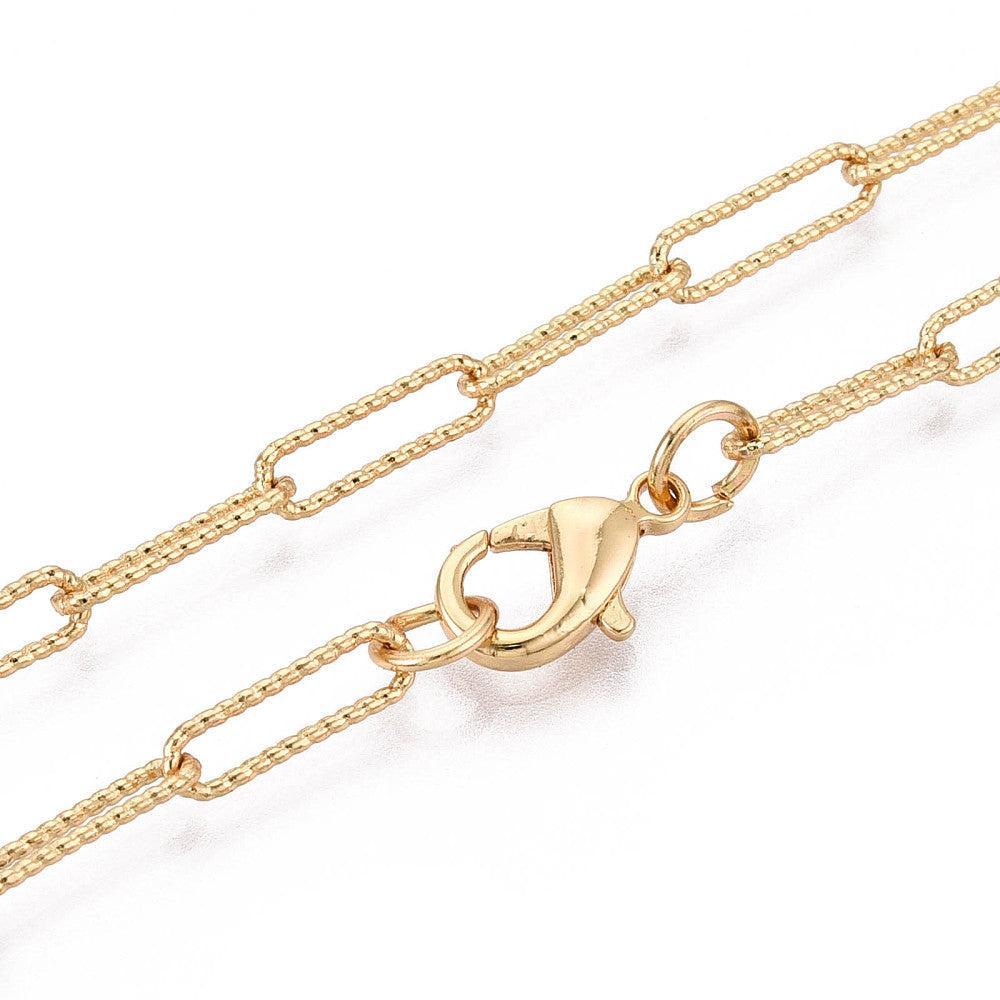 Complete Ketting Paperclip Patroon 11.5x3.5mm Brass Goud - 46cm-Ketting-Kraaltjes van Renate