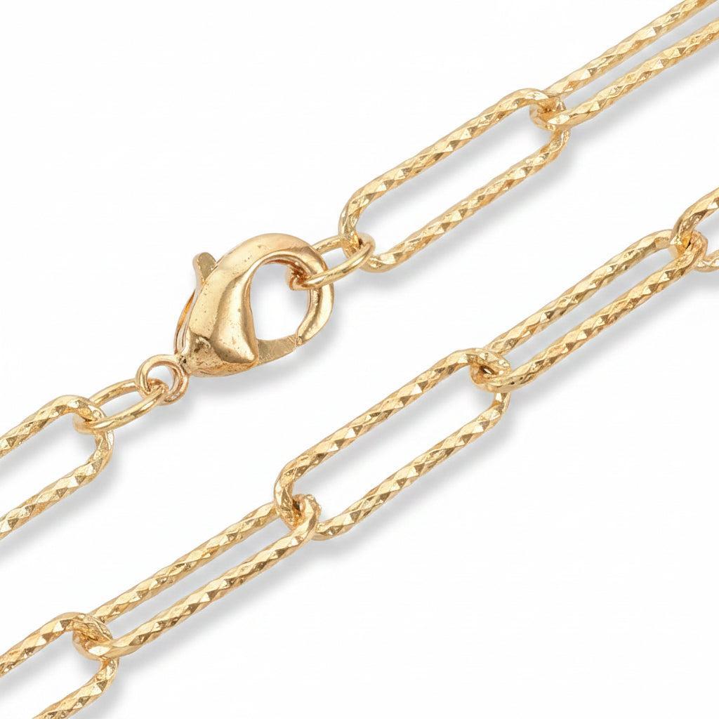 Complete Ketting Paperclip Patroon 14.5x4.5mm Brass Goud - 61cm-Ketting-Kraaltjes van Renate