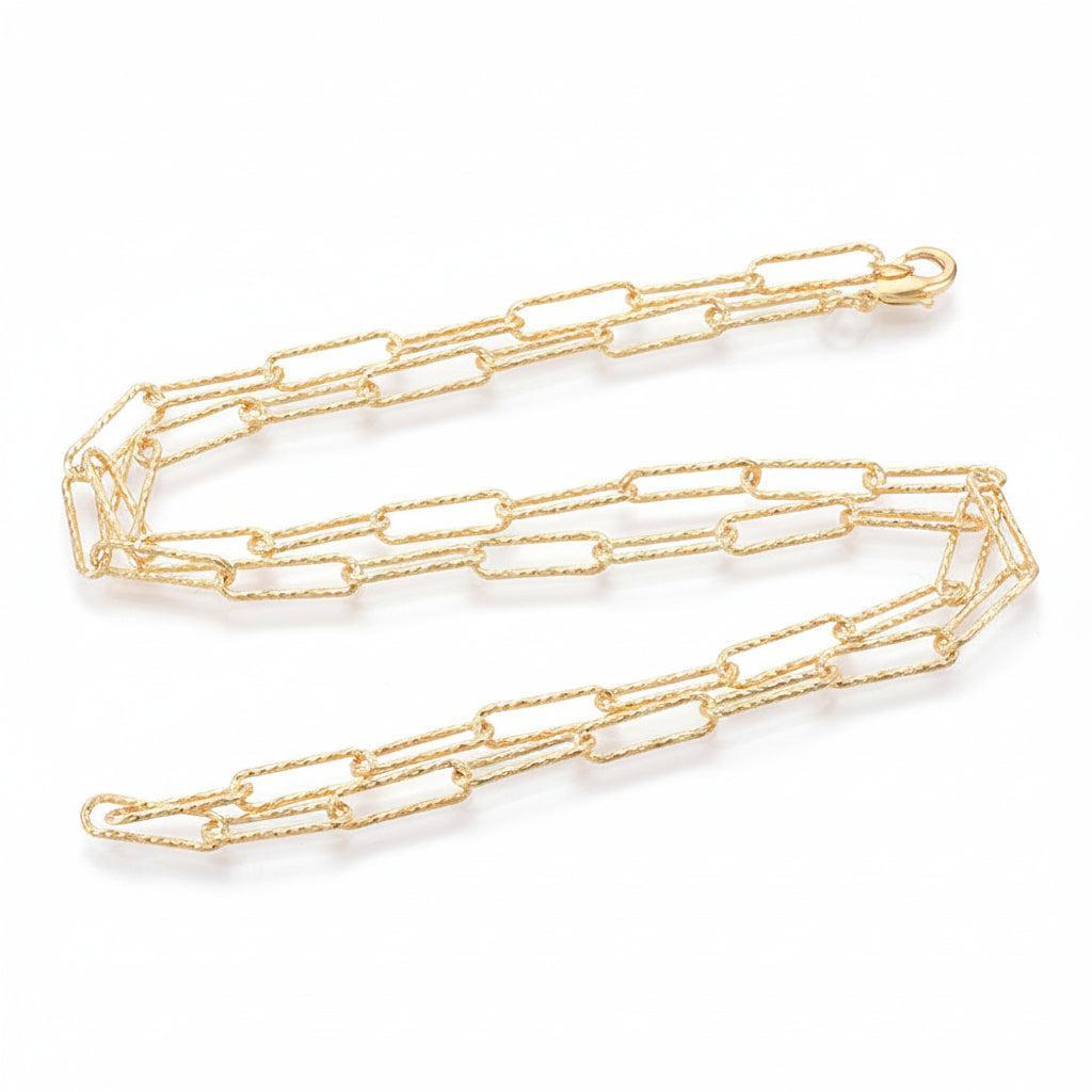 Complete Ketting Paperclip Patroon 14.5x4.5mm Brass Goud - 61cm-Ketting-Kraaltjes van Renate