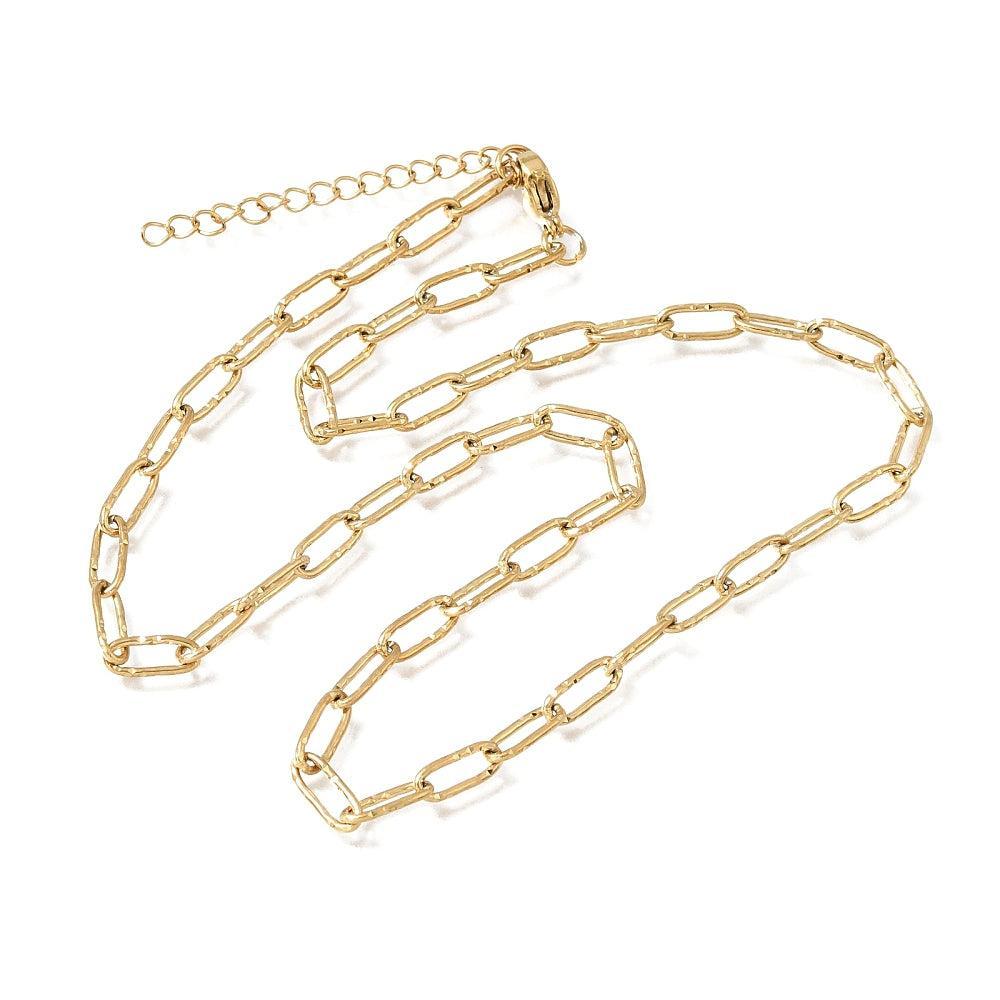 Complete Ketting Paperclip Premium RVS Goud - 42cm-Ketting-Kraaltjes van Renate