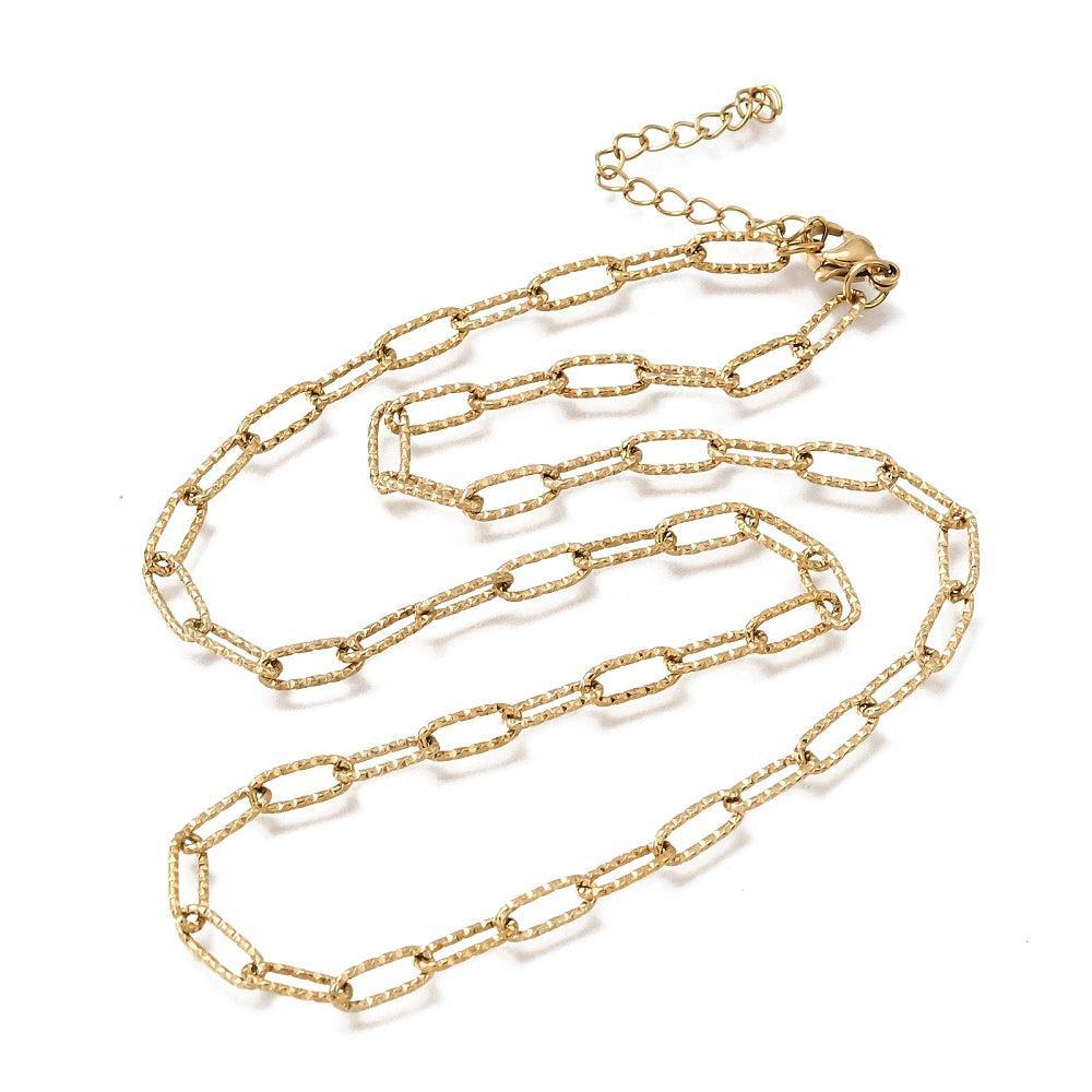 Complete Ketting Paperclip Premium RVS Goud - 44.5cm-Ketting-Kraaltjes van Renate