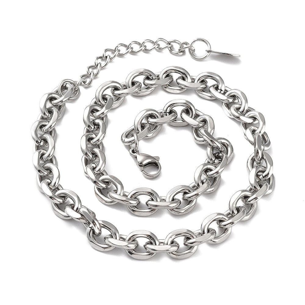 Complete Ketting Rolo 11.5x9.5mm RVS Zilver - 40.2cm-Ketting-Kraaltjes van Renate