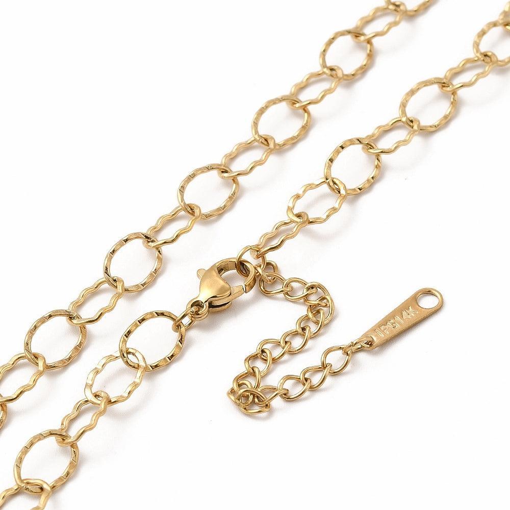 Complete Ketting Rolo 8x6mm Premium RVS Goud 14k plated - 39.8cm-Ketting-Kraaltjes van Renate