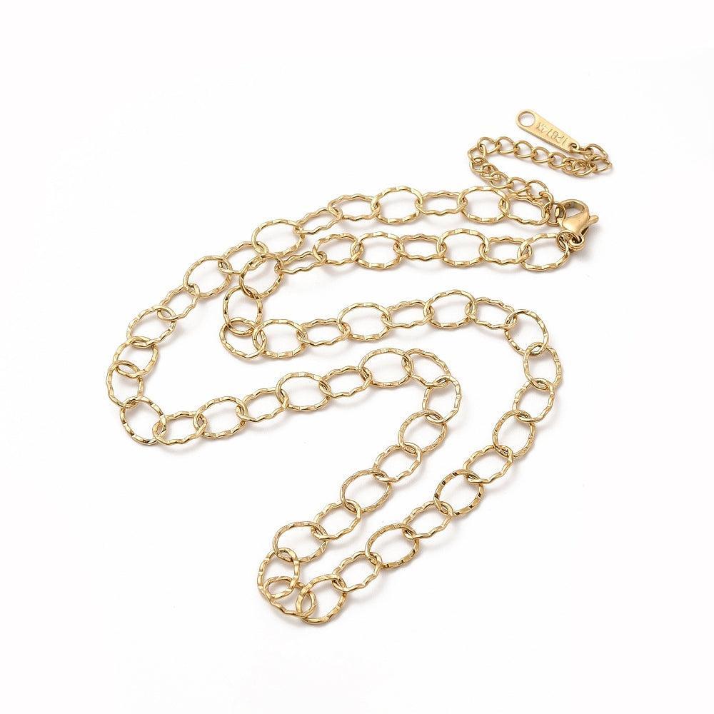 Complete Ketting Rolo 8x6mm Premium RVS Goud 14k plated - 39.8cm-Ketting-Kraaltjes van Renate