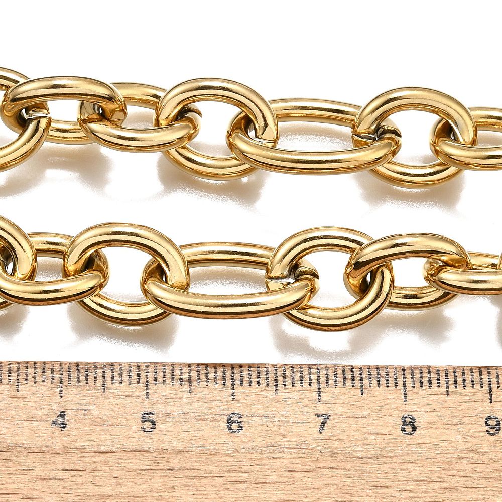 Complete Ketting Rolo Kapittel 21x13mm Premium RVS Goud - 47cm-Ketting-Kraaltjes van Renate