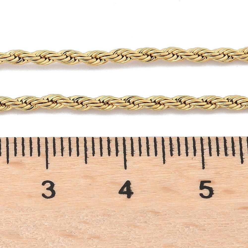 Complete Ketting Rope 2mm Premium RVS Goud - 50cm-Ketting-Kraaltjes van Renate