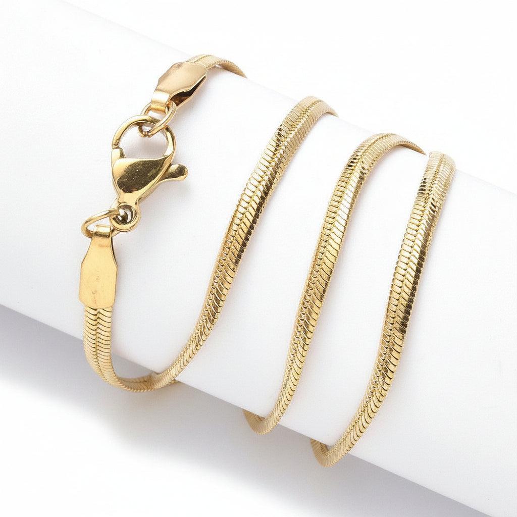 Complete Ketting Snake 2.2mm Premium RVS Goud - 45cm-Ketting-Kraaltjes van Renate