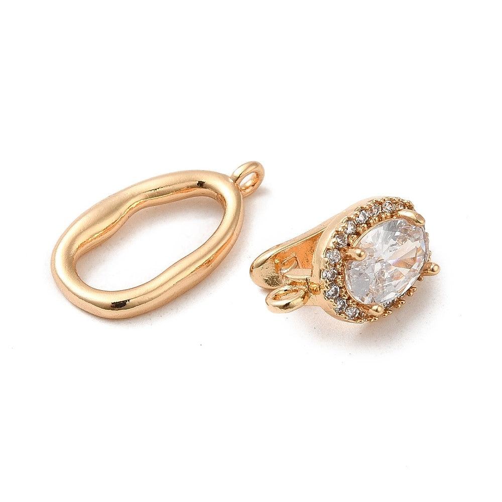 Complete clip sluiting goud met zirconia 18K Gold Plated - per stuk-Onderdelen-Kraaltjes van Renate