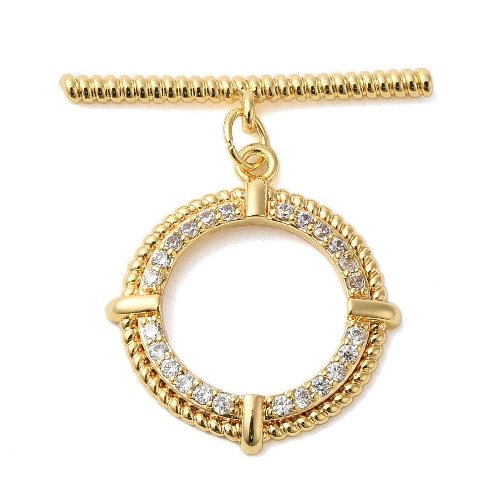 Complete kapittel sluiting goud met zirconia 18K Gold Plated - per stuk-Onderdelen-Kraaltjes van Renate