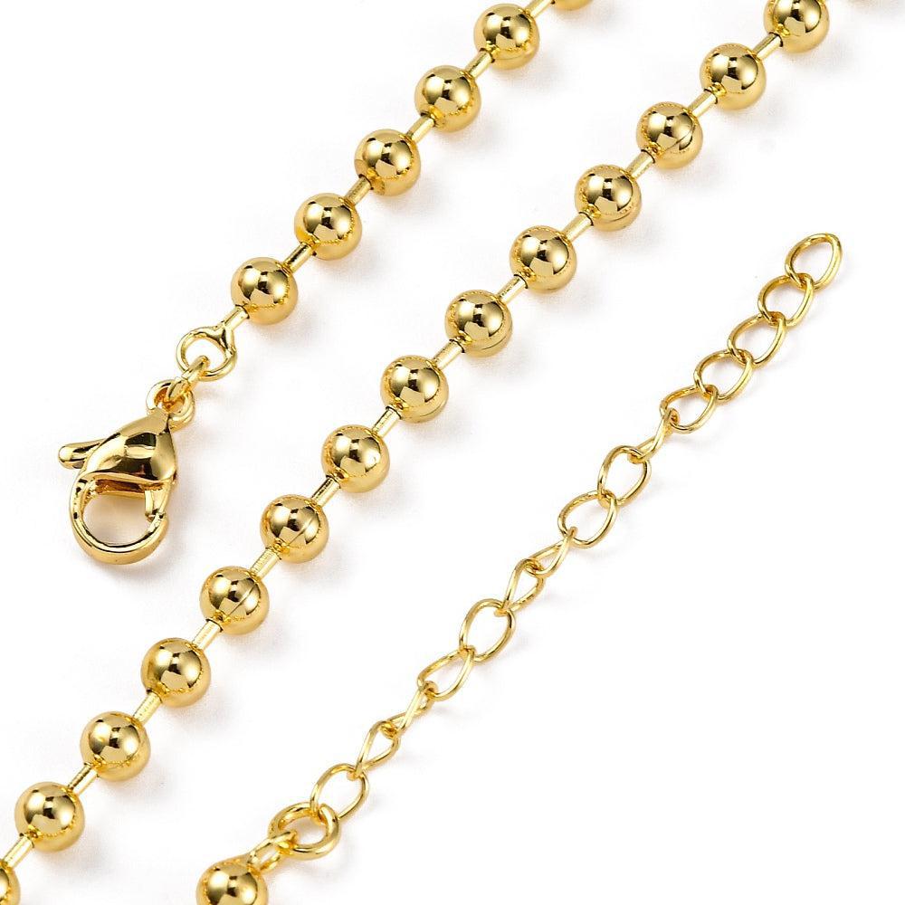 Complete ketting 4mm ballchain RVS 18K goud 52cm - per stuk-bedels-Kraaltjes van Renate