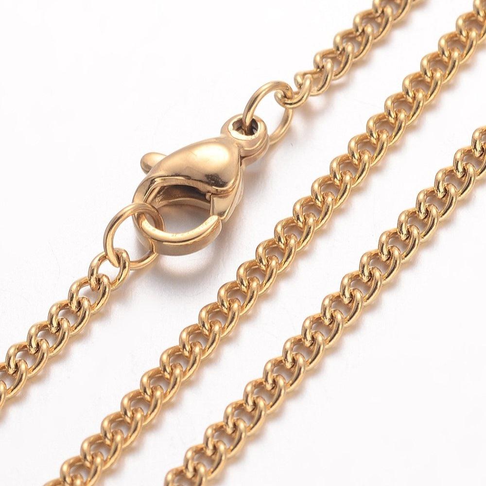 Complete ketting RVS curbchain 2,2mm Goud 45cm - per stuk-bedels-Kraaltjes van Renate