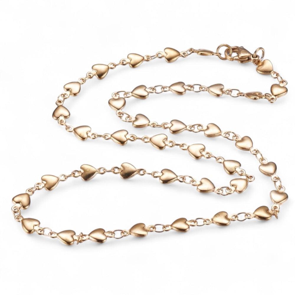 Complete ketting RVS hartjes 2mm Goud 45cm - per stuk-bedels-Kraaltjes van Renate