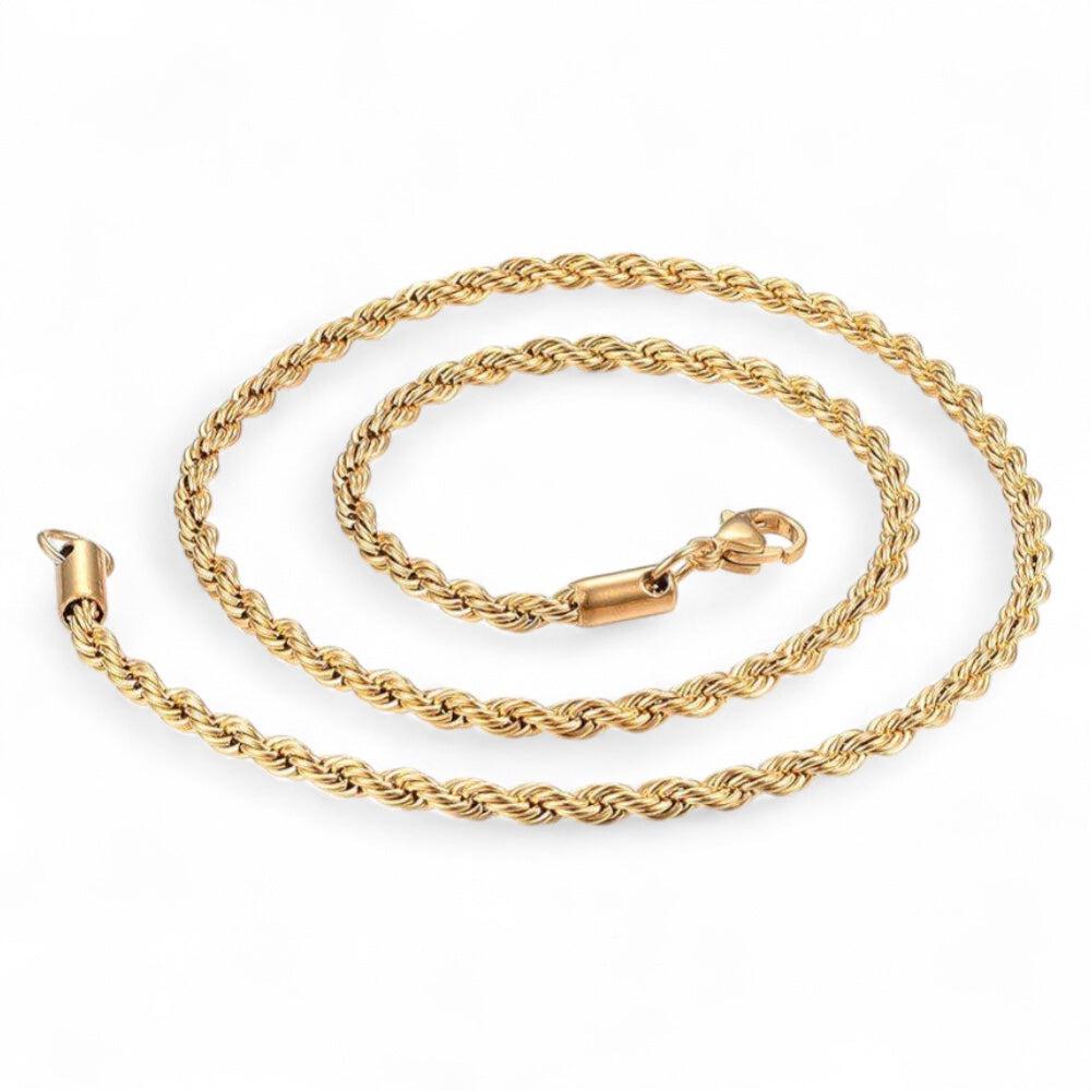 Complete ketting RVS rope 2x1mm 18K gold plated 45cm - per stuk-bedels-Kraaltjes van Renate