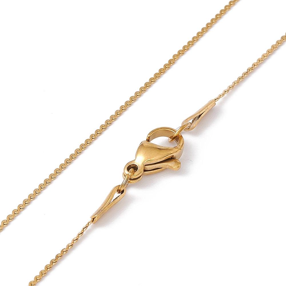 Complete ketting RVS serpentine 0,8mm Goud 45cm - per stuk-bedels-Kraaltjes van Renate