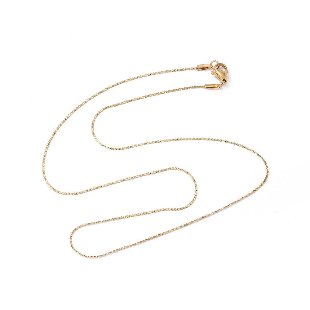 Complete ketting RVS serpentine 0,8mm Goud 45cm - per stuk-bedels-Kraaltjes van Renate