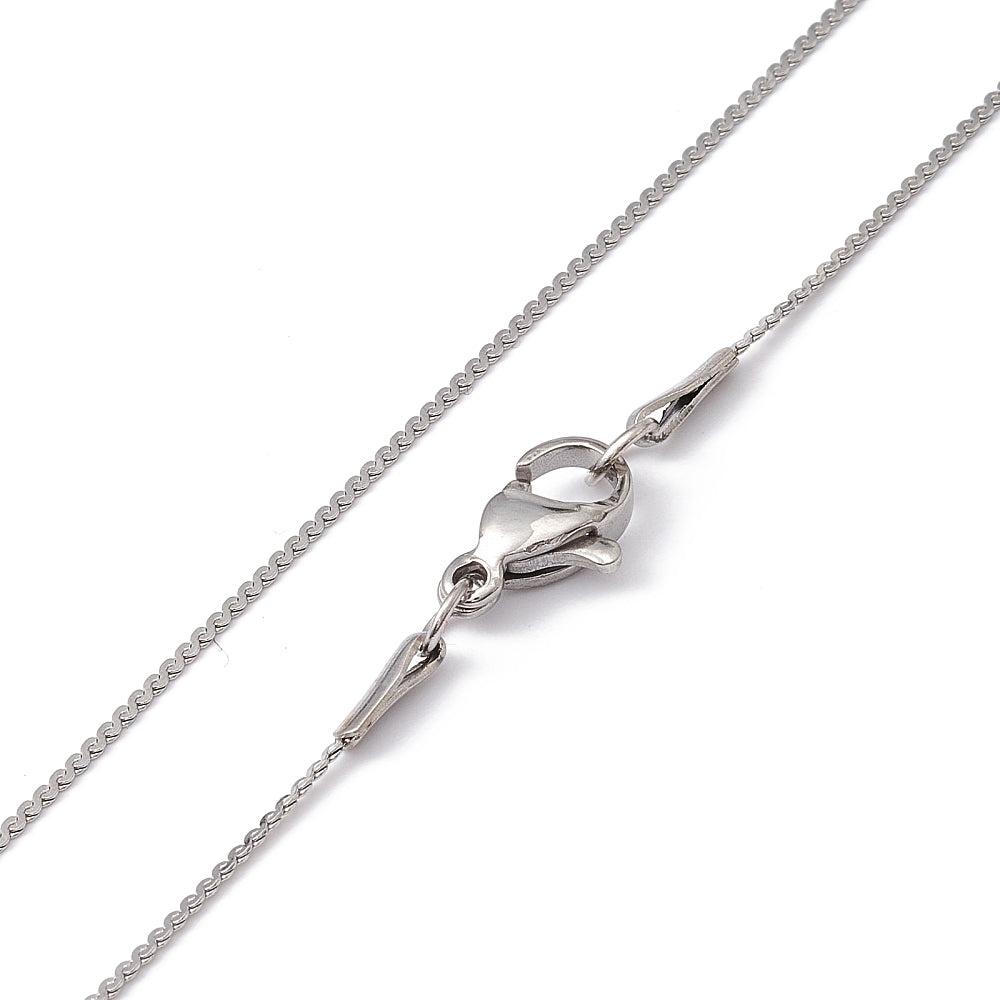 Complete ketting RVS serpentine 0,8mm Zilver 45cm - per stuk-bedels-Kraaltjes van Renate