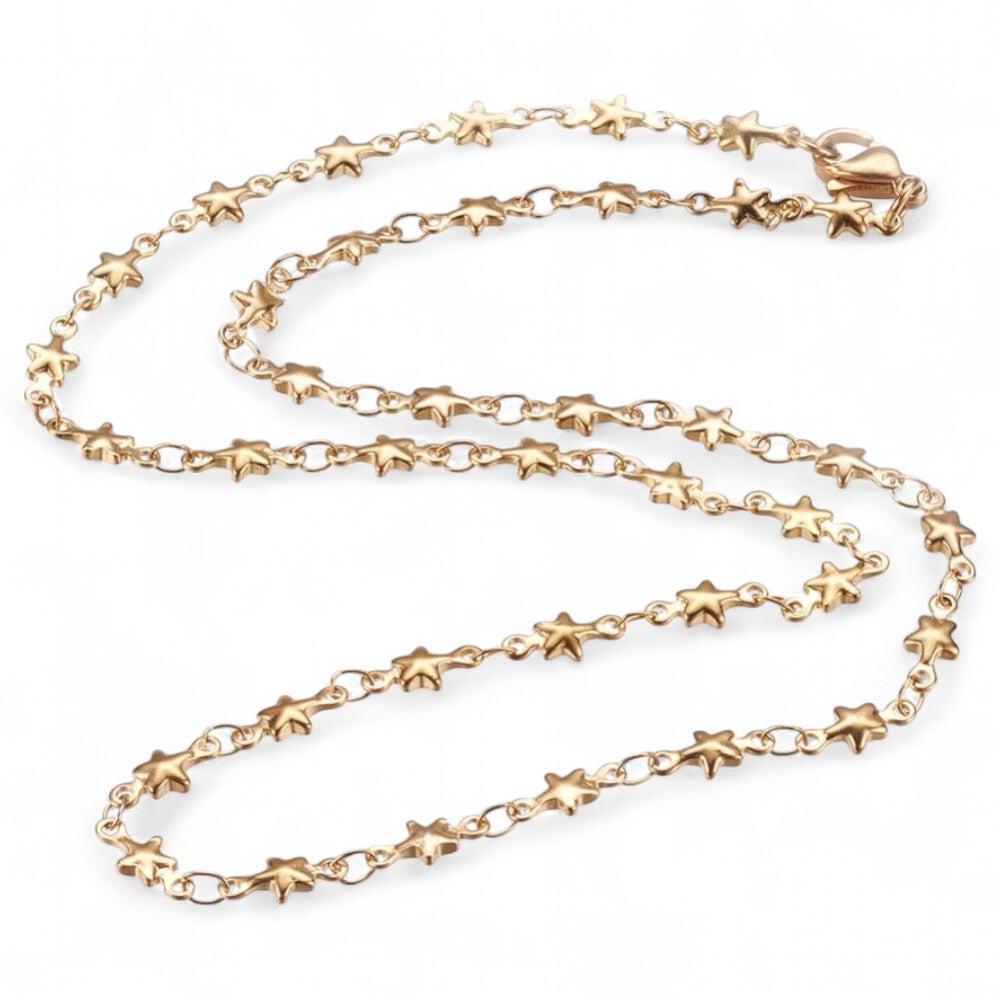 Complete ketting RVS sterretjes 2mm Goud 45cm - per stuk-bedels-Kraaltjes van Renate