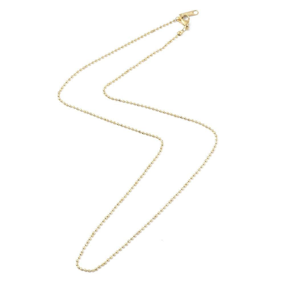 Ketting ballchain 2,5mm Stainless Steel goud ±52cm-ketting-Kraaltjes van Renate
