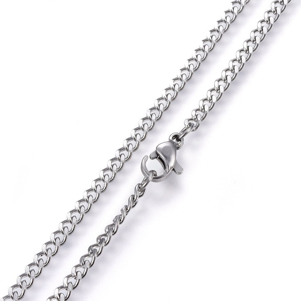 Complete ketting curbchain RVS 3x0.8mm Zilver 45cm - per stuk-Sieraden-Kraaltjes van Renate