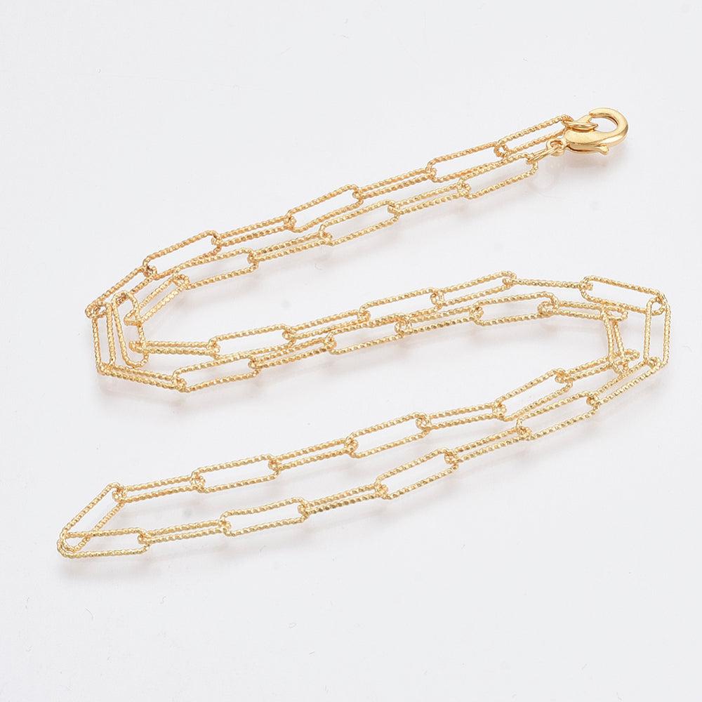 Complete ketting paperclip RVS 11x3mm 18kr Gold Plated 49cm - per stuk-Sieraden-Kraaltjes van Renate