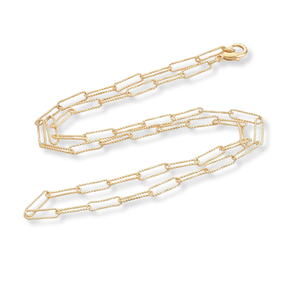 Complete ketting paperclip RVS 11x3mm 18kr Gold Plated 49cm - per stuk-Sieraden-Kraaltjes van Renate
