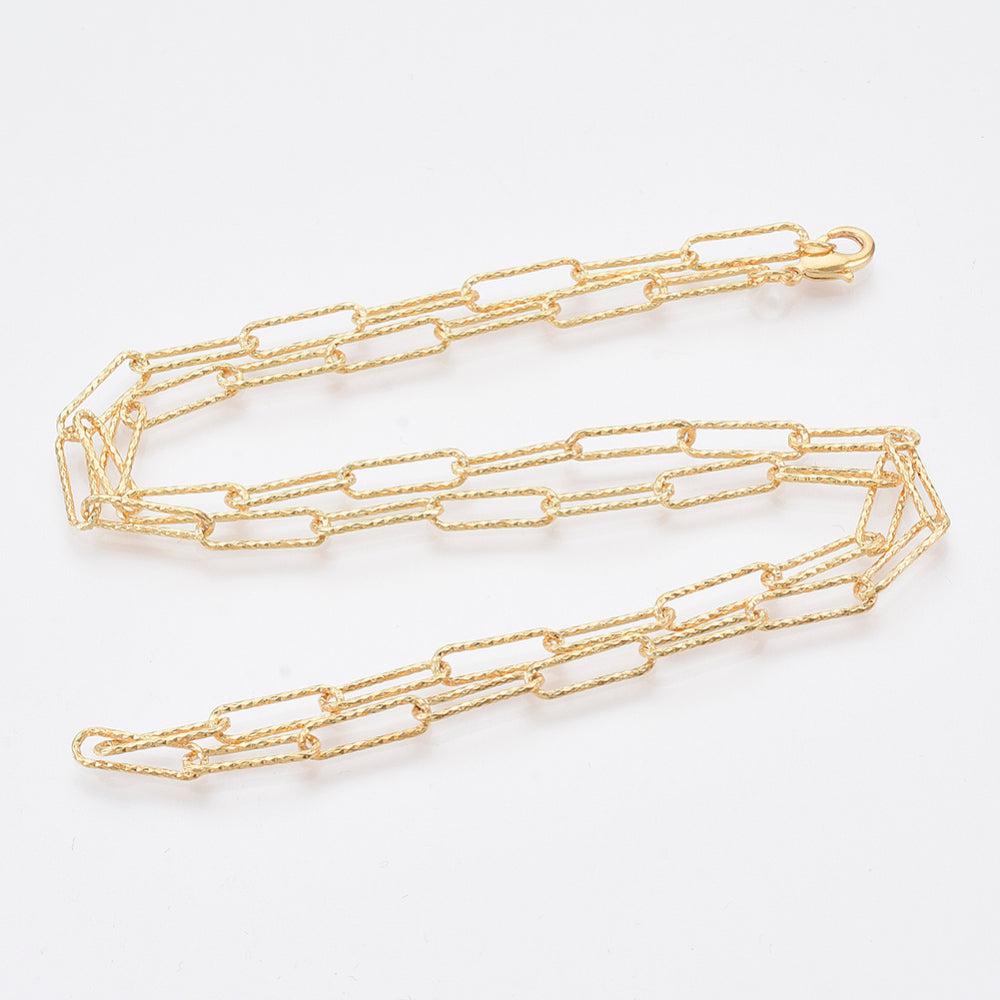 Complete ketting paperclip RVS 14x4mm 18kr Gold Plated 61cm - per stuk-Sieraden-Kraaltjes van Renate