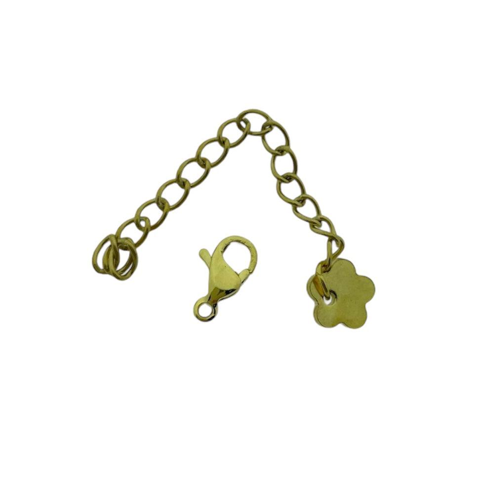 Complete sluiting goud met 7mm bloemetje en ringetje RVS - 60mm-onderdelen-Kraaltjes van Renate