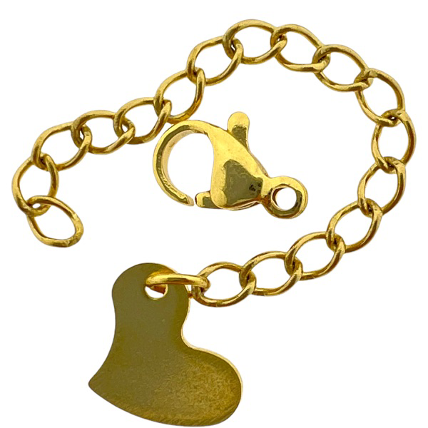 Complete sluiting goud met 9x11mm hartje RVS - 60mm-onderdelen-Kraaltjes van Renate