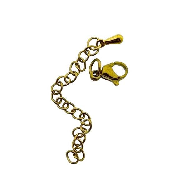 Complete sluiting goud met druppel RVS - 60x3mm-onderdelen-Kraaltjes van Renate